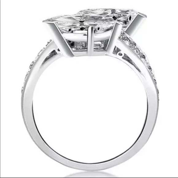 New925 Silver Gorgeous Two Asymmetric Diamond Ting - Picture 6 of 6